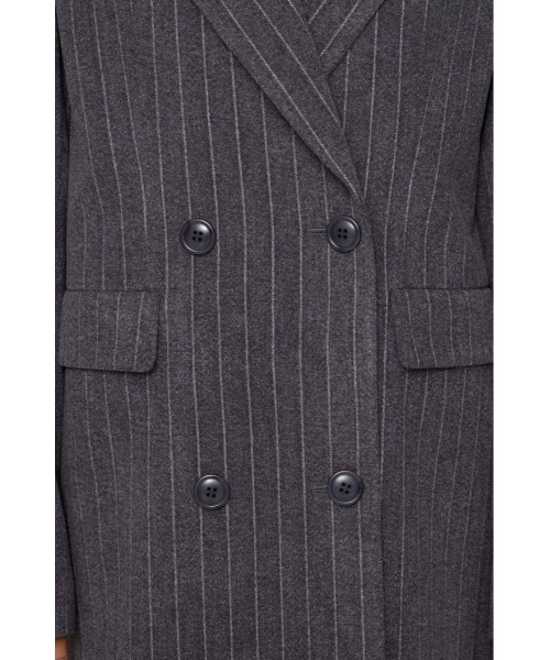 LAGUA GEM（ラグアジェム）の「STRIPE DOUBLE ロングコート（チェスターコート・レディース・グレー/ブラック・FREE）」の4枚目の写真