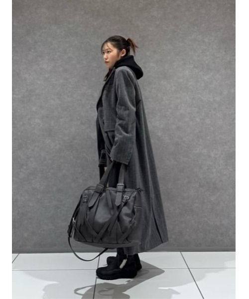 LAGUA GEM（ラグアジェム）の「STRIPE DOUBLE ロングコート（チェスターコート・レディース・グレー/ブラック・FREE）」の8枚目の写真