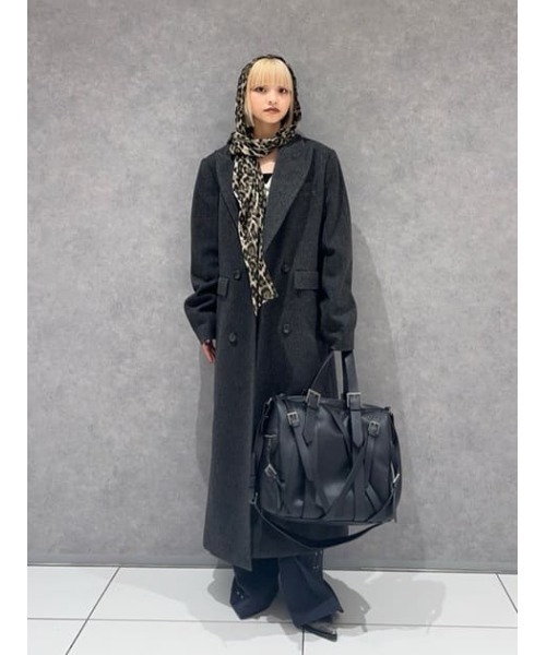 LAGUA GEM（ラグアジェム）の「STRIPE DOUBLE ロングコート（チェスターコート・レディース・グレー/ブラック・FREE）」の12枚目の写真