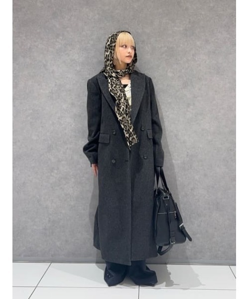 LAGUA GEM（ラグアジェム）の「STRIPE DOUBLE ロングコート（チェスターコート・レディース・グレー/ブラック・FREE）」の14枚目の写真