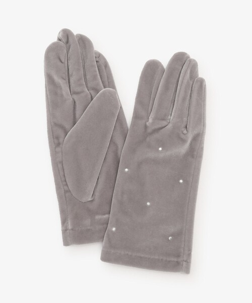 Afternoon Tea（アフタヌーンティー）の「ベロアストーングローブ（手袋・レディース・グレー/ブラック・ONE SIZE）」の2枚目の写真