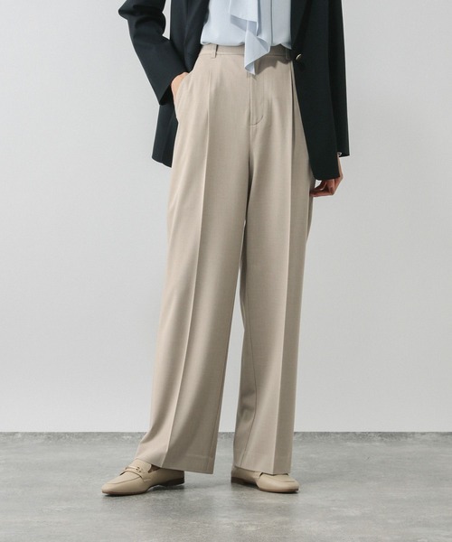 GLOBAL WORK（グローバルワーク）の「ウツクシルエットワイドストレート/581010（スラックス・レディース・チャコール/モカ/ネイビー/ブラック/ライトベージュ/サックスブルー・X-SMALL/SMALL/MEDIUM/LARGE/X-LARGE/XX-LARGE/S-Long/M-Long/L-Long/XL-Long）」の2枚目の写真