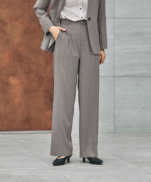 GLOBAL WORK（グローバルワーク）の「ウツクシルエットワイドストレート/581010（スラックス・レディース・チャコール/モカ/ネイビー/ブラック/ライトベージュ/サックスブルー・X-SMALL/SMALL/MEDIUM/LARGE/X-LARGE/XX-LARGE/S-Long/M-Long/L-Long/XL-Long）」の4枚目の写真