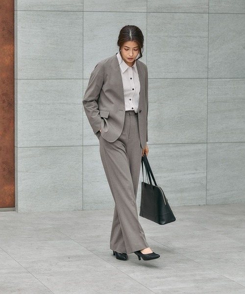 GLOBAL WORK（グローバルワーク）の「ウツクシルエットワイドストレート/581010（スラックス・レディース・チャコール/モカ/ネイビー/ブラック/ライトベージュ/サックスブルー・X-SMALL/SMALL/MEDIUM/LARGE/X-LARGE/XX-LARGE/S-Long/M-Long/L-Long/XL-Long）」の15枚目の写真