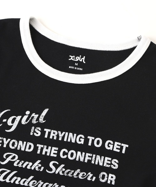 X-girl（エックスガール）の「LETTERING L/S COMPACT TOP（Tシャツ/カットソー・レディース・ブラック/ホワイト・S/M）」の10枚目の写真