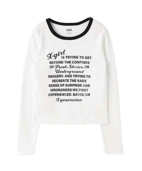 X-girl（エックスガール）の「LETTERING L/S COMPACT TOP（Tシャツ/カットソー・レディース・ブラック/ホワイト・S/M）」の7枚目の写真