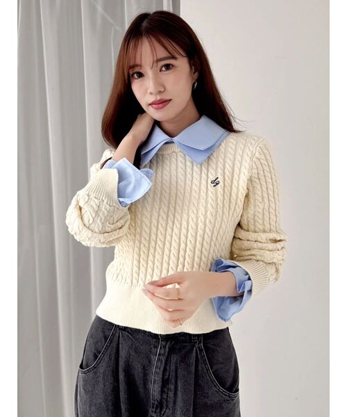 dazzlin POLO BCS シャツドッキングケーブルニットトップス POLO BCS（ポロ・ビーシーエス） ニット セーター コラボ」シャツ