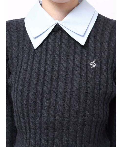 dazzlin（ダズリン）の「【20周年記念復刻！】ケーブルシャツドッキングニット（ニット/セーター・レディース・オフホワイト/グレー/ネイビー/ベージュ/ボルドー・FREE）」の16枚目の写真