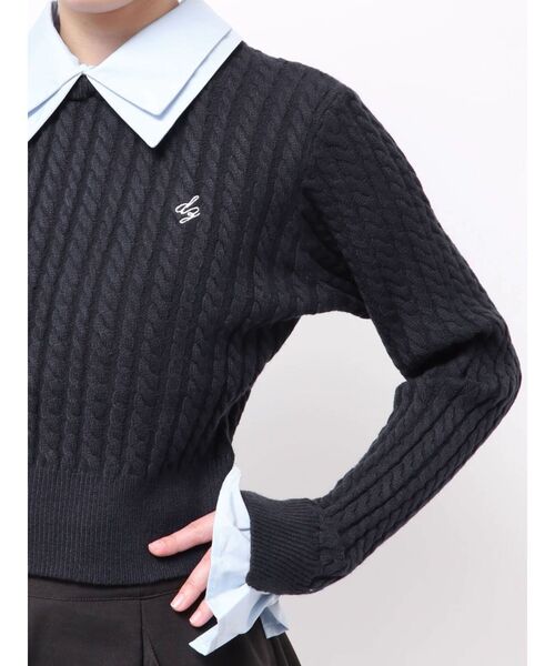 dazzlin（ダズリン）の「【20周年記念復刻！】ケーブルシャツドッキングニット（ニット/セーター・レディース・オフホワイト/グレー/ネイビー/ベージュ/ボルドー・FREE）」の17枚目の写真