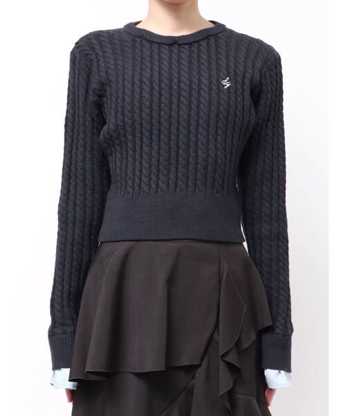 dazzlin（ダズリン）の「【20周年記念復刻！】ケーブルシャツドッキングニット（ニット/セーター・レディース・オフホワイト/グレー/ネイビー/ベージュ/ボルドー・FREE）」の20枚目の写真