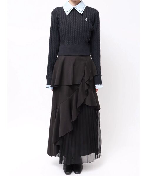 dazzlin（ダズリン）の「【20周年記念復刻！】ケーブルシャツドッキングニット（ニット/セーター・レディース・オフホワイト/グレー/ネイビー/ベージュ/ボルドー・FREE）」の21枚目の写真