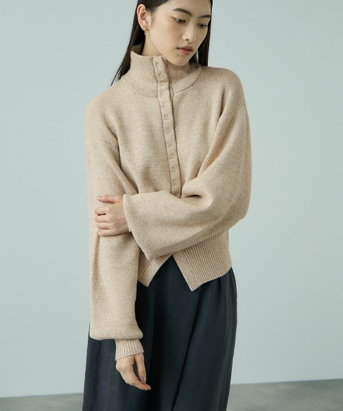 VICKY（ビッキー）の「メニボタン2WAYネックニット≪手洗い可能≫（ニット/セーター・レディース・ベージュ/ダークグレー/ブラウン・M）」の15枚目の写真