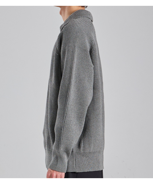BUTTON SEOUL（ボタンソウル）の「ウールブレンドヘビーオープンカラーニット（グレー）（ニット/セーター・メンズ・その他・LARGE/X-LARGE/MEDIUM）」の7枚目の写真