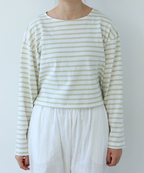 bulle de savon(ビュルデサボン)の「1/16 空紡ボーダー みじかめプルオーバー(Tシャツ/カットソー・レディース・ホワイト/ブルー・FREE)」の20枚目の写真