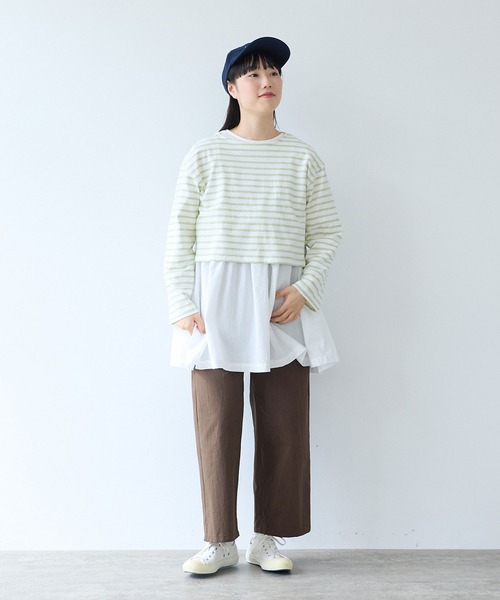 bulle de savon(ビュルデサボン)の「1/16 空紡ボーダー みじかめプルオーバー(Tシャツ/カットソー・レディース・ホワイト/ブルー・FREE)」の8枚目の写真