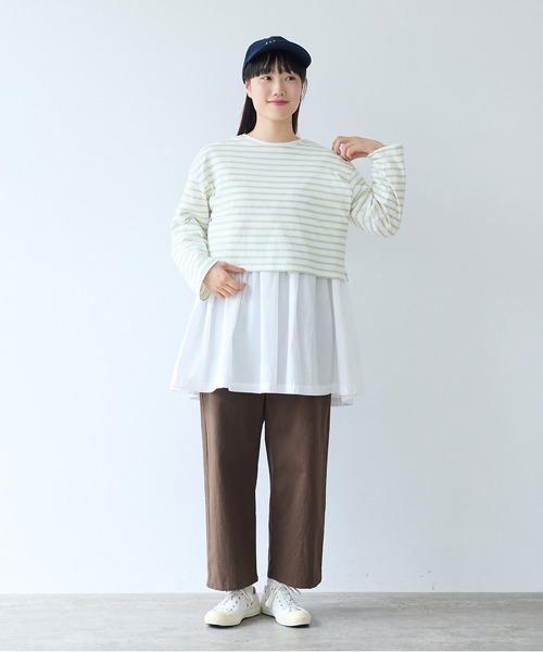 bulle de savon(ビュルデサボン)の「1/16 空紡ボーダー みじかめプルオーバー(Tシャツ/カットソー・レディース・ホワイト/ブルー・FREE)」の9枚目の写真