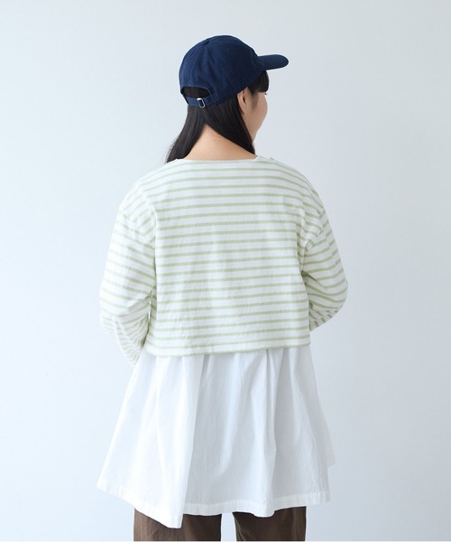 bulle de savon(ビュルデサボン)の「1/16 空紡ボーダー みじかめプルオーバー(Tシャツ/カットソー・レディース・ホワイト/ブルー・FREE)」の7枚目の写真