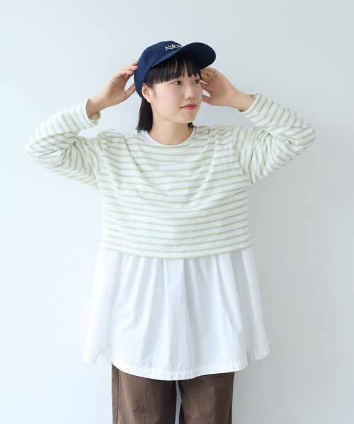 bulle de savon(ビュルデサボン)の「1/16 空紡ボーダー みじかめプルオーバー(Tシャツ/カットソー・レディース・ホワイト/ブルー・FREE)」の3枚目の写真