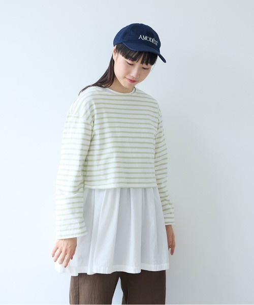 bulle de savon(ビュルデサボン)の「1/16 空紡ボーダー みじかめプルオーバー(Tシャツ/カットソー・レディース・ホワイト/ブルー・FREE)」の6枚目の写真