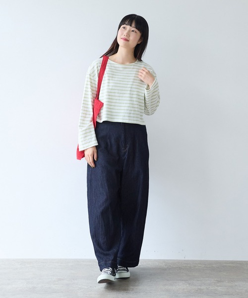 bulle de savon(ビュルデサボン)の「1/16 空紡ボーダー みじかめプルオーバー(Tシャツ/カットソー・レディース・ホワイト/ブルー・FREE)」の13枚目の写真