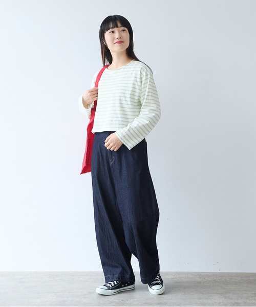 bulle de savon(ビュルデサボン)の「1/16 空紡ボーダー みじかめプルオーバー(Tシャツ/カットソー・レディース・ホワイト/ブルー・FREE)」の14枚目の写真