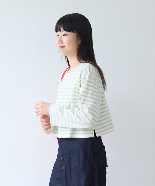 bulle de savon(ビュルデサボン)の「1/16 空紡ボーダー みじかめプルオーバー(Tシャツ/カットソー・レディース・ホワイト/ブルー・FREE)」の17枚目の写真