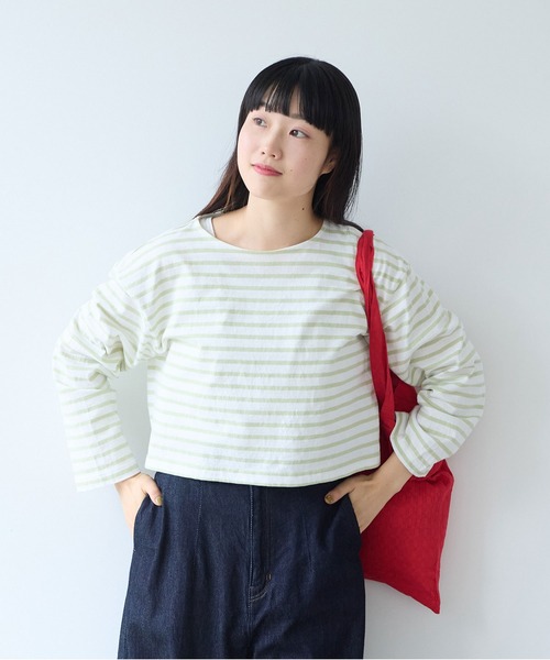 bulle de savon(ビュルデサボン)の「1/16 空紡ボーダー みじかめプルオーバー(Tシャツ/カットソー・レディース・ホワイト/ブルー・FREE)」の15枚目の写真