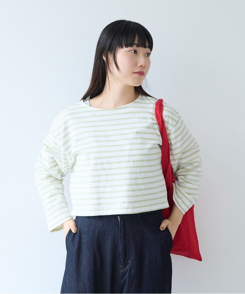 bulle de savon(ビュルデサボン)の「1/16 空紡ボーダー みじかめプルオーバー(Tシャツ/カットソー・レディース・ホワイト/ブルー・FREE)」の16枚目の写真