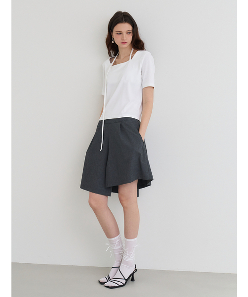 LE YIEL(ルイエル)の「スクエアネックストリングTシャツ_ホワイト(Tシャツ/カットソー・レディース・ホワイト・MEDIUM)」の4枚目の写真