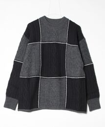 Children of the discordance / RE Patchwork Cable Knit Pullover / DISKN-003