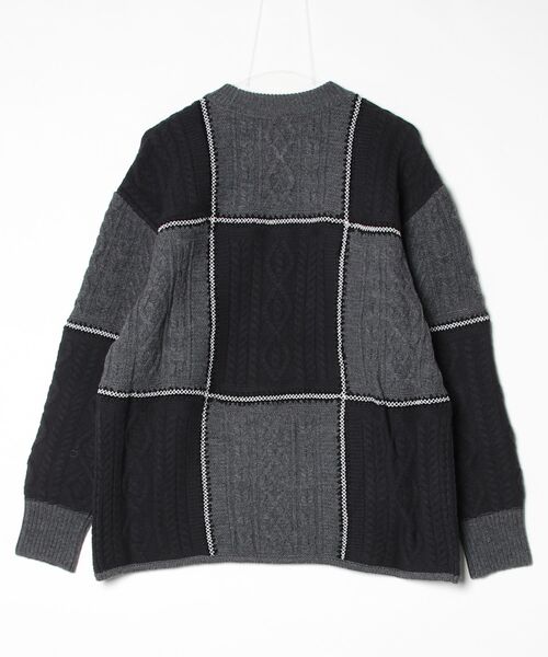 Children of the discordance(チルドレン オブ ザ ディスコ-ダンス)の「Children of the discordance / RE Patchwork Cable Knit Pullover / DISKN-003(ニット/セーター・メンズ・カーキ/ブラック・2/1/3)」の3枚目の写真