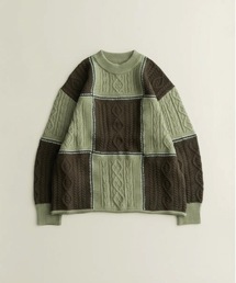 Children of the discordance / RE Patchwork Cable Knit Pullover / DISKN-003