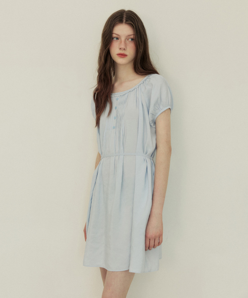 ADAUL（アダウル）の「Front pintuck vintage lace mini dress - blue（ワンピース・レディース・ブルー・FREE）」の3枚目の写真
