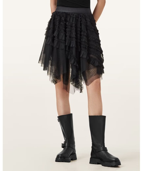 ALLSAINTS（オールセインツ）の「JAYDE RUFFLED TULLE MINI SKIRT | JAYDE ラッフルド チュール ミニ スカート（スカート・レディース・ブラック・6/8/10/4）」の2枚目の写真