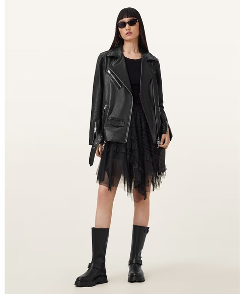 ALLSAINTS（オールセインツ）の「JAYDE RUFFLED TULLE MINI SKIRT | JAYDE ラッフルド チュール ミニ スカート（スカート・レディース・ブラック・6/8/10/4）」の4枚目の写真