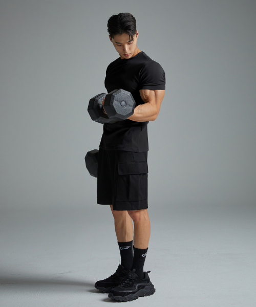 BLACK MONSTER FIT(ブラックモンスターフィット)の「コットンポリハーフスリーブ (ブラック) / BM230106(Tシャツ/カットソー・メンズ・その他・XX-LARGE/MEDIUM/LARGE/X-LARGE)」の2枚目の写真