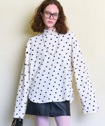 DEWEDEWE（デュイデュイ）の「ベルベットドットタートルネック_アイボリー（Tシャツ/カットソー）」