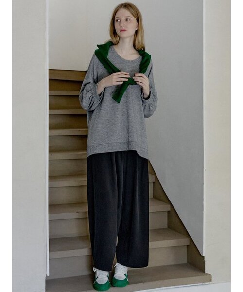 Poly Spandex Wide Banding Pants - BLACK