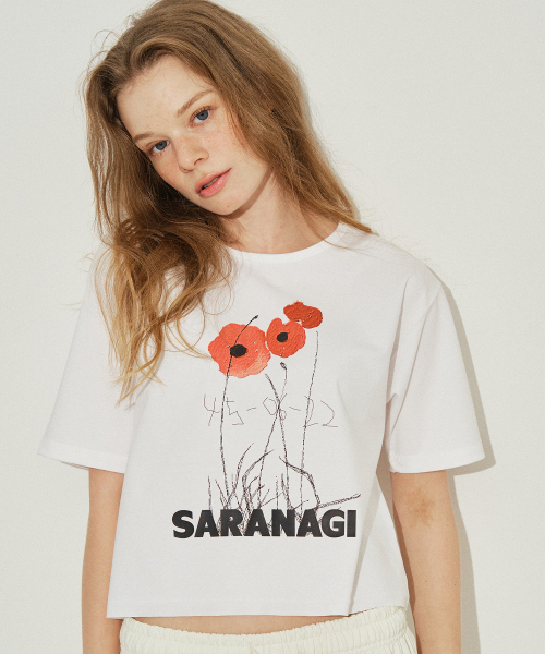 SARANAGI(サラナギ)の「SE0521-CROP T-SHIRT(white)(Tシャツ/カットソー・レディース・ホワイト・FREE)」の3枚目の写真