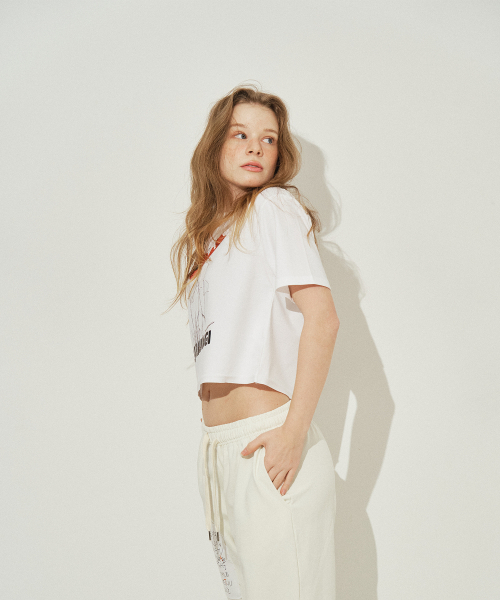 SARANAGI(サラナギ)の「SE0521-CROP T-SHIRT(white)(Tシャツ/カットソー・レディース・ホワイト・FREE)」の4枚目の写真