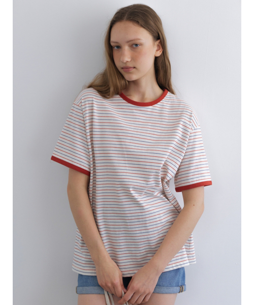 UNNOUT(アナウト)の「STRIPE BOXY T-SHIRT RED(Tシャツ/カットソー・レディース・その他・FREE)」の2枚目の写真