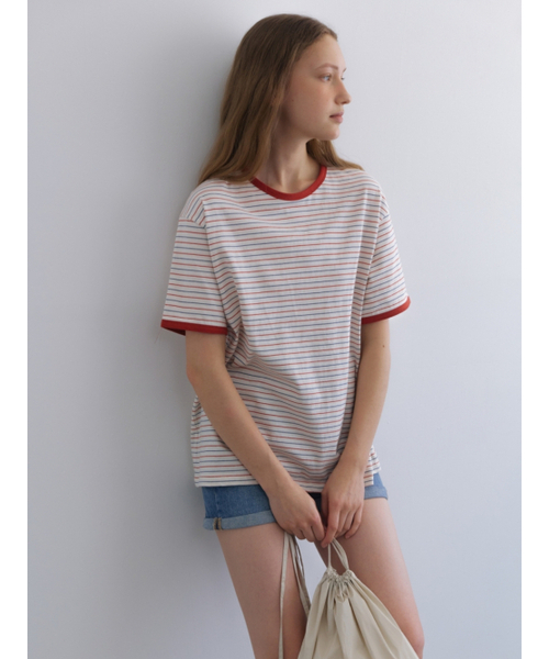 UNNOUT(アナウト)の「STRIPE BOXY T-SHIRT RED(Tシャツ/カットソー・レディース・その他・FREE)」の3枚目の写真