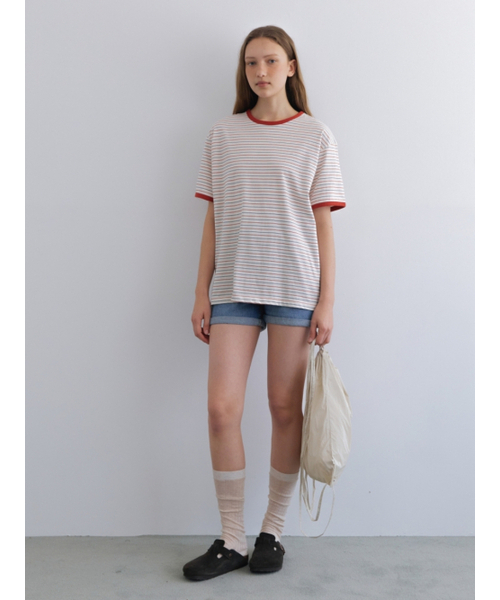 UNNOUT(アナウト)の「STRIPE BOXY T-SHIRT RED(Tシャツ/カットソー・レディース・その他・FREE)」の4枚目の写真