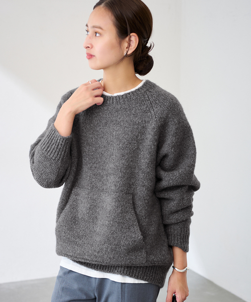 FRAMeWORK（フレームワーク）の「カンガルーポケットプルオーバー（ニット/セーター・レディース・ホワイト/ブラック/グレー・FREE）」の5枚目の写真