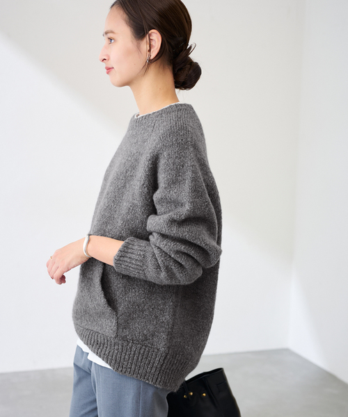 FRAMeWORK（フレームワーク）の「カンガルーポケットプルオーバー（ニット/セーター・レディース・ホワイト/ブラック/グレー・FREE）」の6枚目の写真