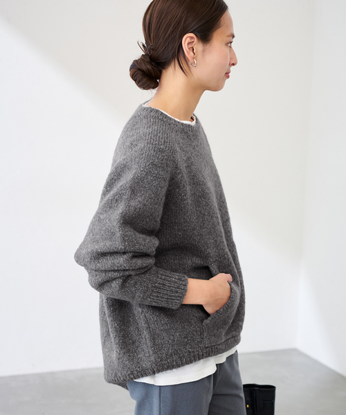 FRAMeWORK（フレームワーク）の「カンガルーポケットプルオーバー（ニット/セーター・レディース・ホワイト/ブラック/グレー・FREE）」の7枚目の写真