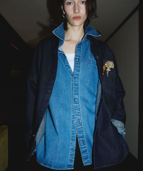 upperhights(アッパーハイツ)の「upper hights アッパーハイツ THE MORGAN シャツ L859179V02FMB(シャツ/ブラウス・レディース・コバルトブルー・FREE)」の4枚目の写真