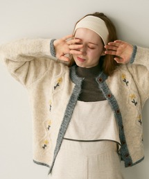 Crisp | バイカラーフラワーニットカーディガン(カーディガン/ボレロ)