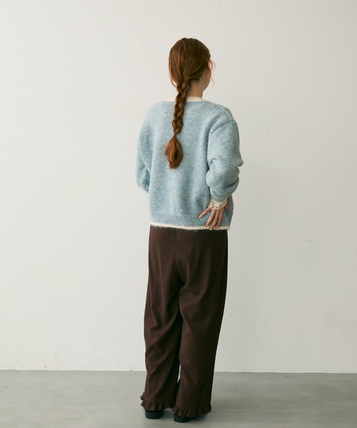 Crisp（クリスプ）の「バイカラーフラワーニットカーディガン（カーディガン/ボレロ・レディース・アイボリー/ブルー・FREE）」の15枚目の写真