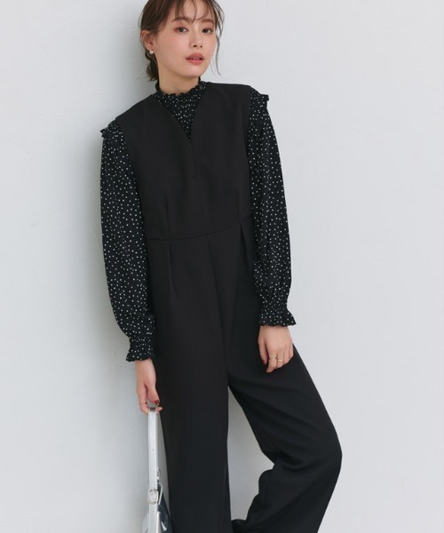Pierrot(ピエロ)の「キーネックオールインワン(ワンピース・レディース・ネイビー/ブラック・L/M/PM)」の18枚目の写真